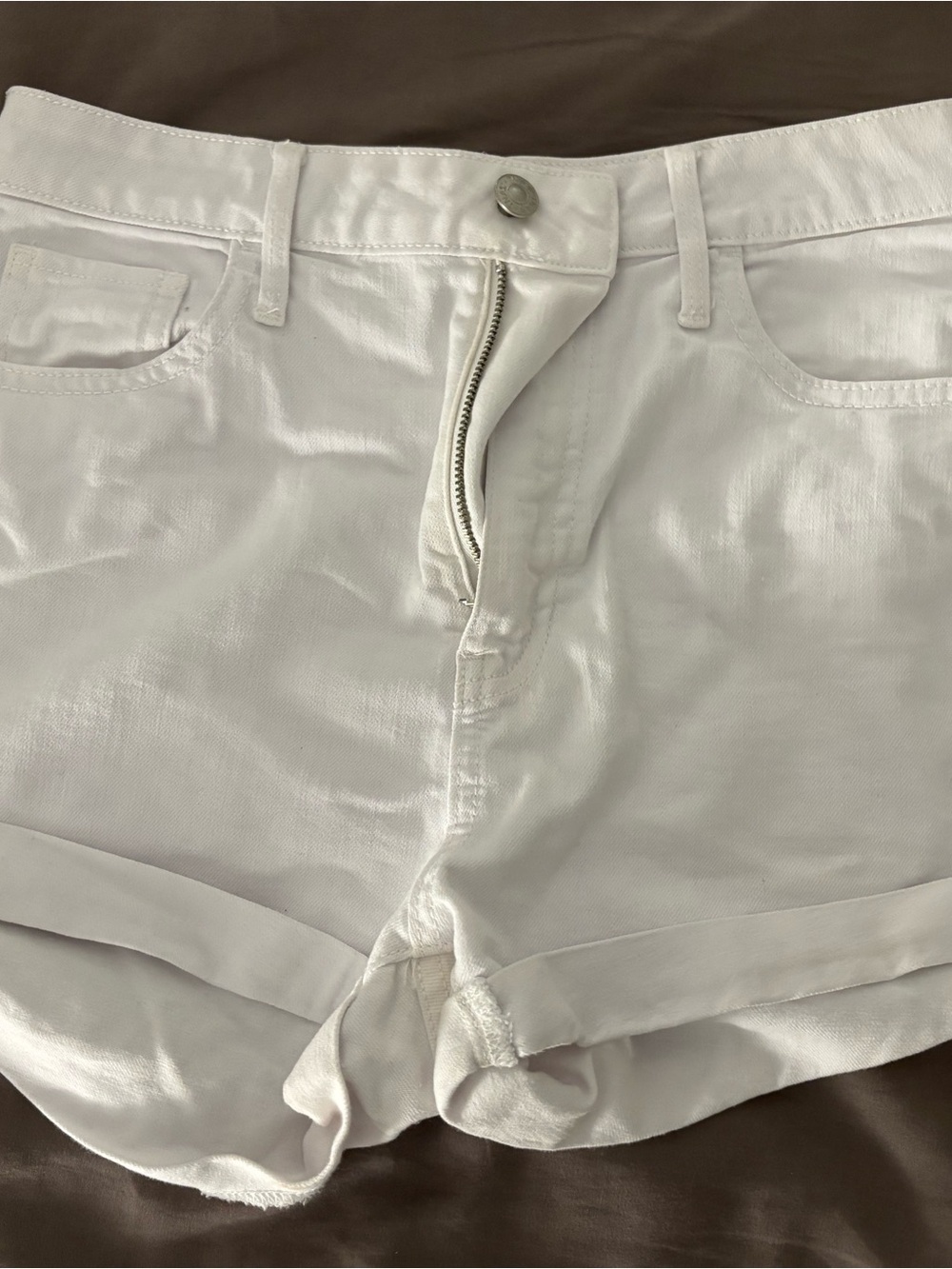 Aritzia TNA White Cuffed Jean Shorts